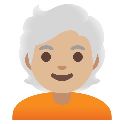 Person: Medium-Light Skin Tone, White Hair, the design in this release