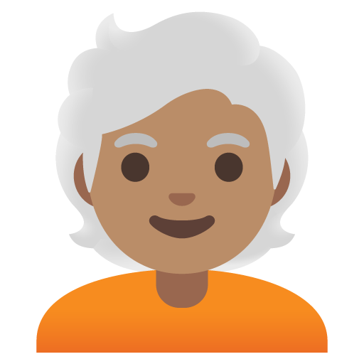 Person: Medium Skin Tone, White Hair, the design in this release