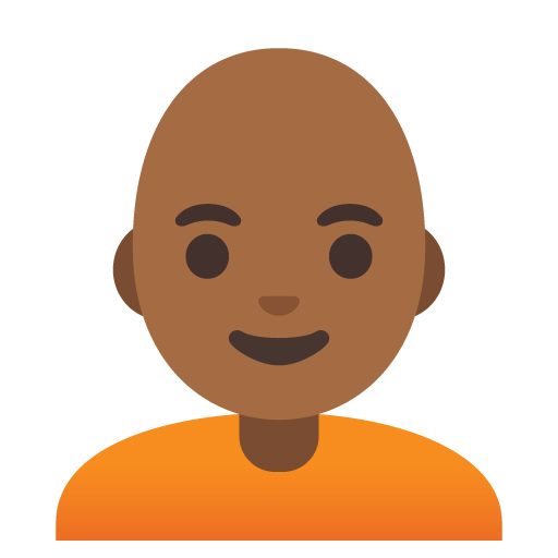 Person: Medium-Dark Skin Tone, Bald, the design in this release