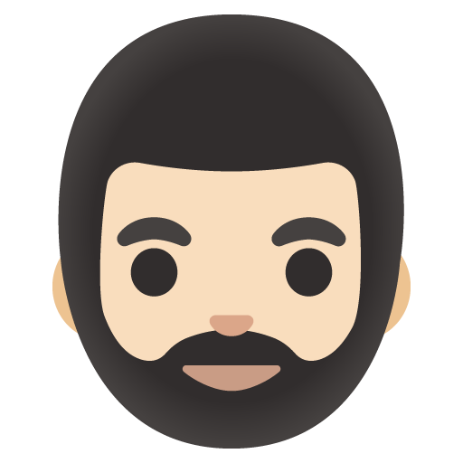 Person: Light Skin Tone, Beard, the design in this release