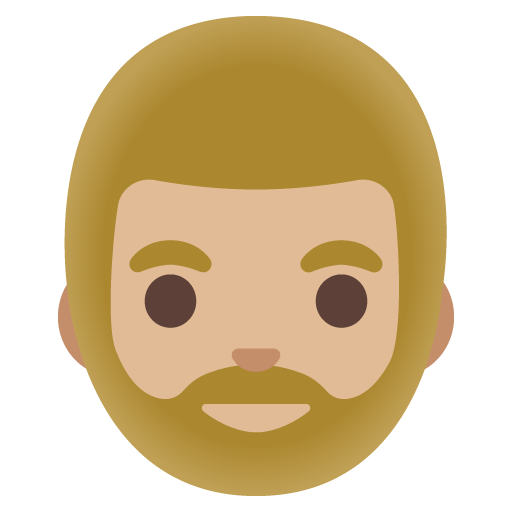 Person: Medium-Light Skin Tone, Beard, the design in this release
