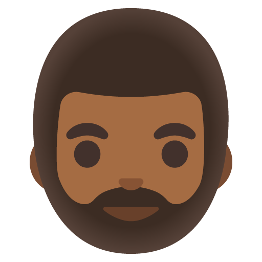 Person: Medium-Dark Skin Tone, Beard, the design in this release