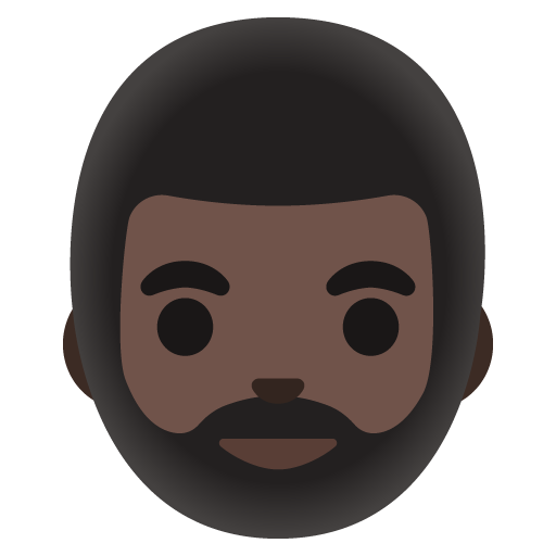 Person: Dark Skin Tone, Beard, the design in this release