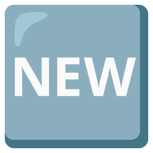 Wort „New“ in Blauem Quadrat as drawn by Google in Android 12.0