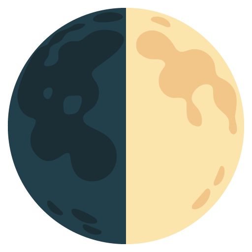 First Quarter Moon as drawn by Google in Android 12.0