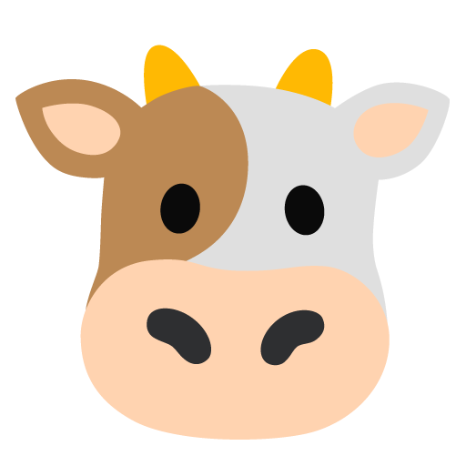 Cow Face as drawn by Google in Android 12.0