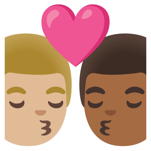 Kiss: Man, Man, Medium-Light Skin Tone, Medium-Dark Skin Tone, the design in this release