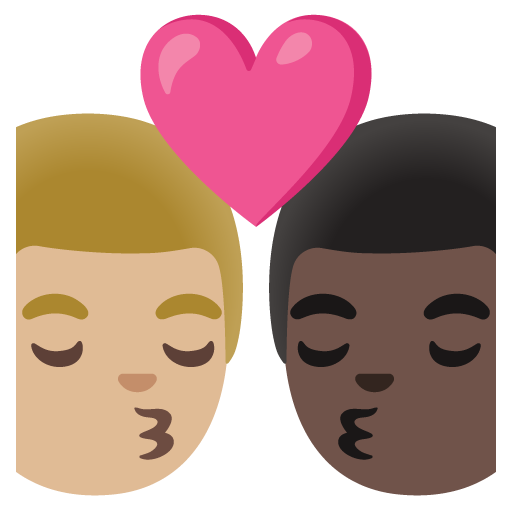 Kiss: Man, Man, Medium-Light Skin Tone, Dark Skin Tone, the design in this release