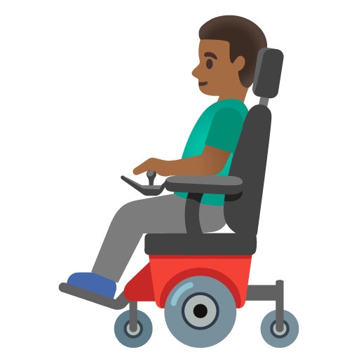 Man in Motorized Wheelchair: Medium-Dark Skin Tone, the design in this release