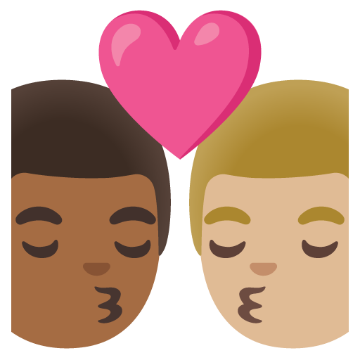 Kiss: Man, Man, Medium-Dark Skin Tone, Medium-Light Skin Tone, the design in this release