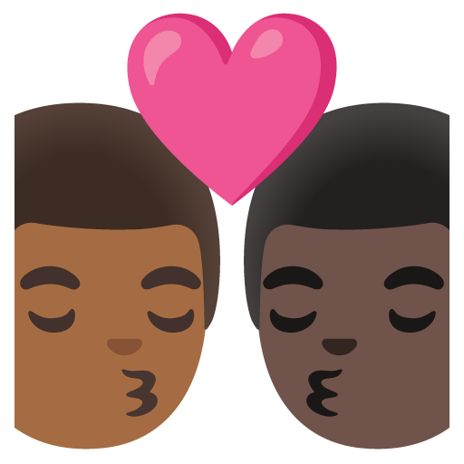 Kiss: Man, Man, Medium-Dark Skin Tone, Dark Skin Tone, the design in this release