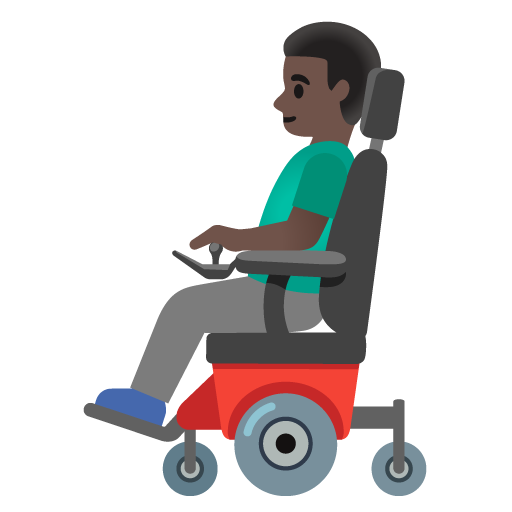 Man in Motorized Wheelchair: Dark Skin Tone, the design in this release