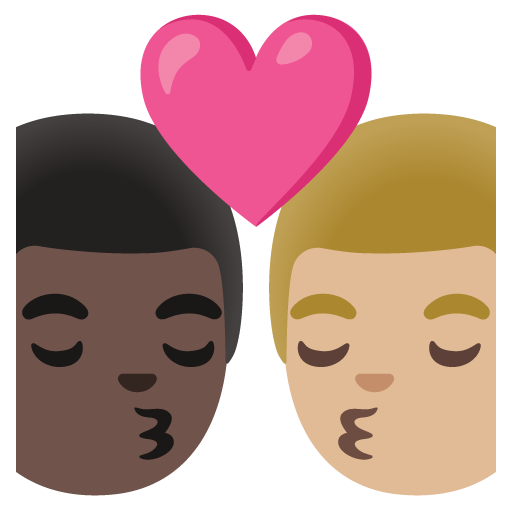 Kiss: Man, Man, Dark Skin Tone, Medium-Light Skin Tone, the design in this release