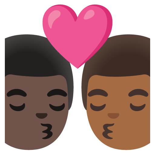 Kiss: Man, Man, Dark Skin Tone, Medium-Dark Skin Tone, the design in this release
