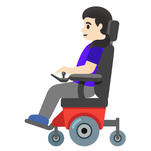 Woman in Motorized Wheelchair: Light Skin Tone, the design in this release