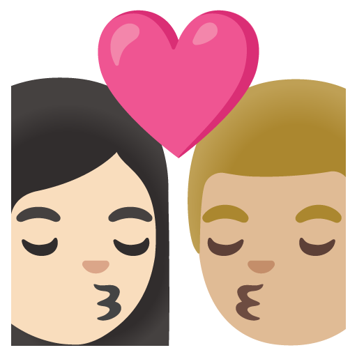 Kiss: Woman, Man, Light Skin Tone, Medium-Light Skin Tone, the design in this release
