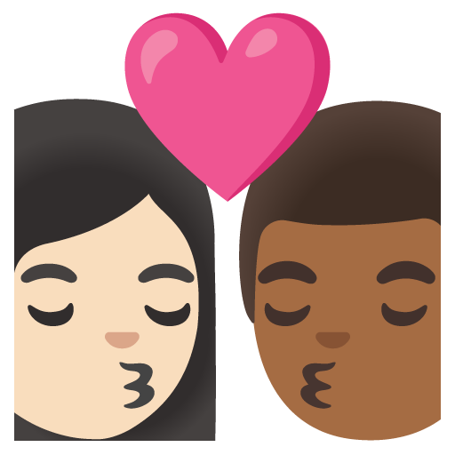 Kiss: Woman, Man, Light Skin Tone, Medium-Dark Skin Tone, the design in this release
