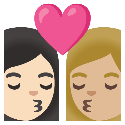 Kiss: Woman, Woman, Light Skin Tone, Medium-Light Skin Tone, the design in this release