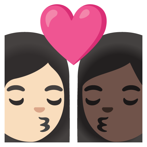 Kiss: Woman, Woman, Light Skin Tone, Dark Skin Tone, the design in this release