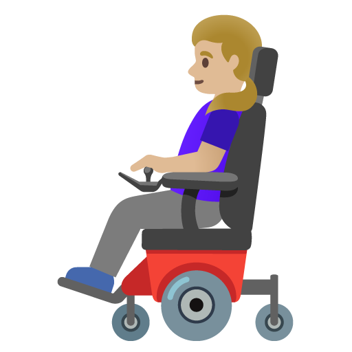 Woman in Motorized Wheelchair: Medium-Light Skin Tone, the design in this release