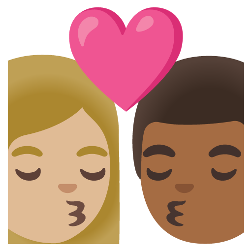 Kiss: Woman, Man, Medium-Light Skin Tone, Medium-Dark Skin Tone, the design in this release