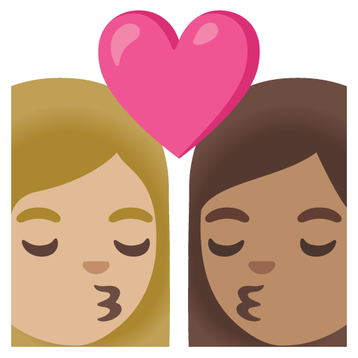 Kiss: Woman, Woman, Medium-Light Skin Tone, Medium Skin Tone, the design in this release