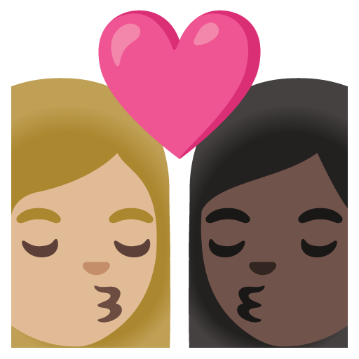 Kiss: Woman, Woman, Medium-Light Skin Tone, Dark Skin Tone, the design in this release