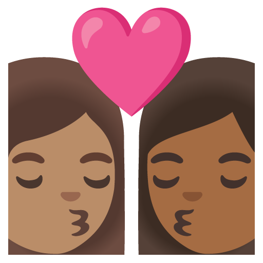 Kiss: Woman, Woman, Medium Skin Tone, Medium-Dark Skin Tone, the design in this release