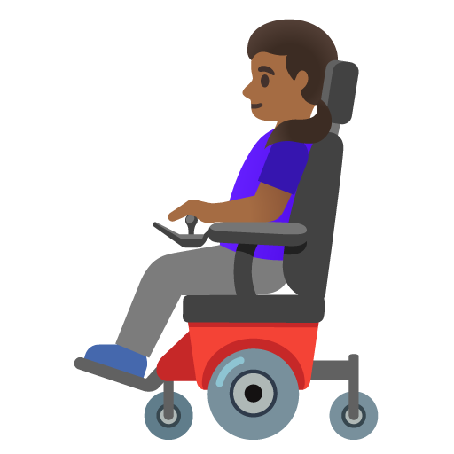 Woman in Motorized Wheelchair: Medium-Dark Skin Tone, the design in this release