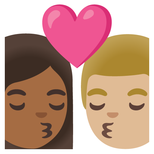 Kiss: Woman, Man, Medium-Dark Skin Tone, Medium-Light Skin Tone, the design in this release