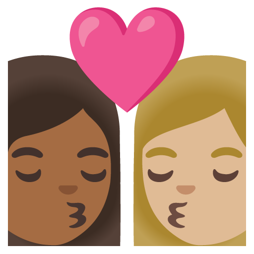 Kiss: Woman, Woman, Medium-Dark Skin Tone, Medium-Light Skin Tone, the design in this release