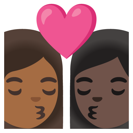 Kiss: Woman, Woman, Medium-Dark Skin Tone, Dark Skin Tone, the design in this release