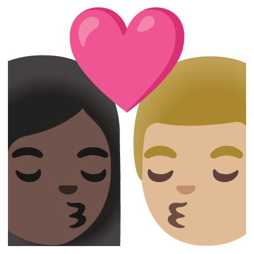 Kiss: Woman, Man, Dark Skin Tone, Medium-Light Skin Tone, the design in this release