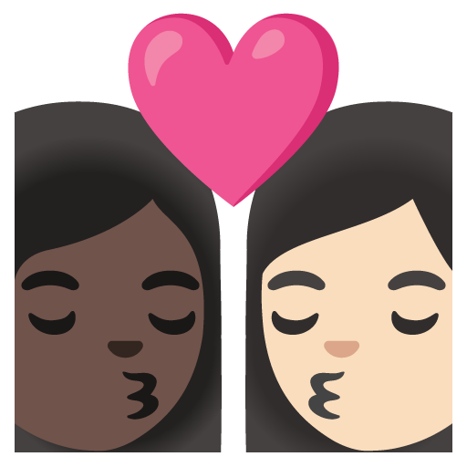 Kiss: Woman, Woman, Dark Skin Tone, Light Skin Tone, the design in this release
