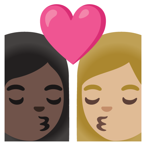 Kiss: Woman, Woman, Dark Skin Tone, Medium-Light Skin Tone, the design in this release