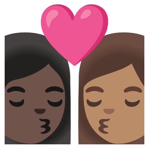 Kiss: Woman, Woman, Dark Skin Tone, Medium Skin Tone, the design in this release