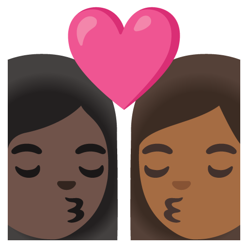 Kiss: Woman, Woman, Dark Skin Tone, Medium-Dark Skin Tone, the design in this release