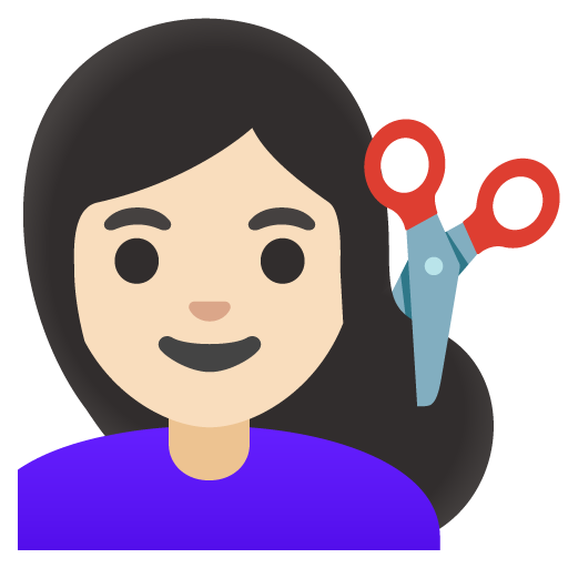 Woman Getting Haircut: Light Skin Tone, the design in this release