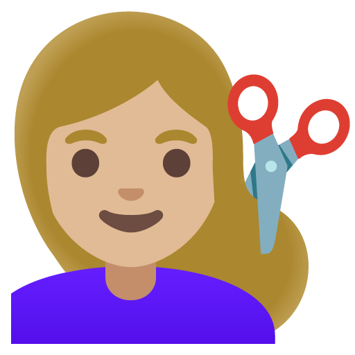 Woman Getting Haircut: Medium-Light Skin Tone, the design in this release