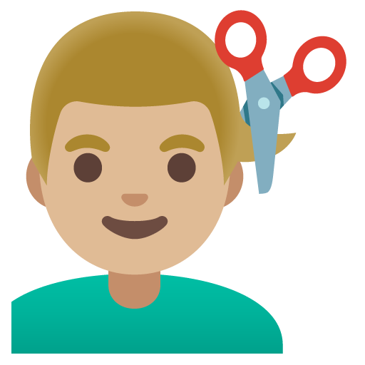Man Getting Haircut: Medium-Light Skin Tone, the design in this release