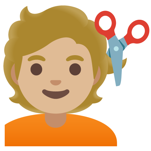 Person Getting Haircut: Medium-Light Skin Tone, the design in this release