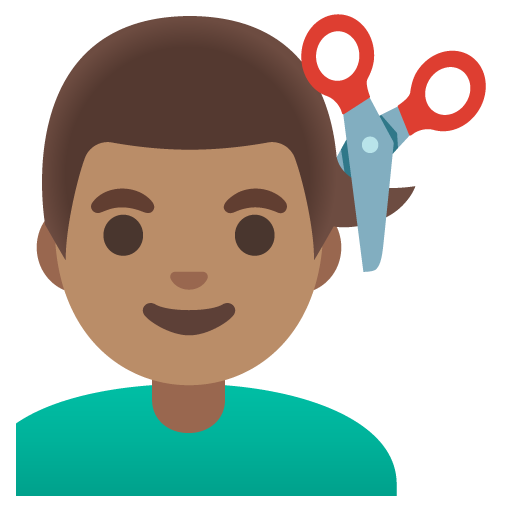 Man Getting Haircut: Medium Skin Tone, the design in this release