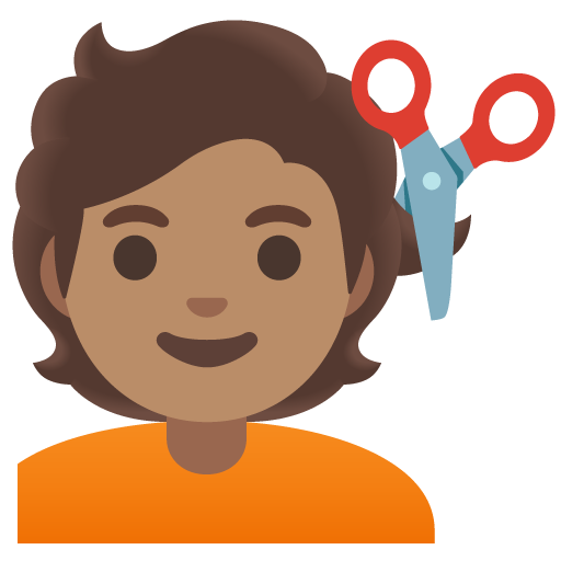 Person Getting Haircut: Medium Skin Tone, the design in this release