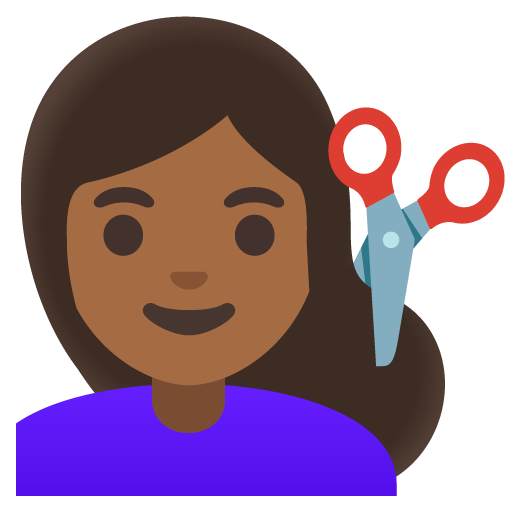 Woman Getting Haircut: Medium-Dark Skin Tone, the design in this release