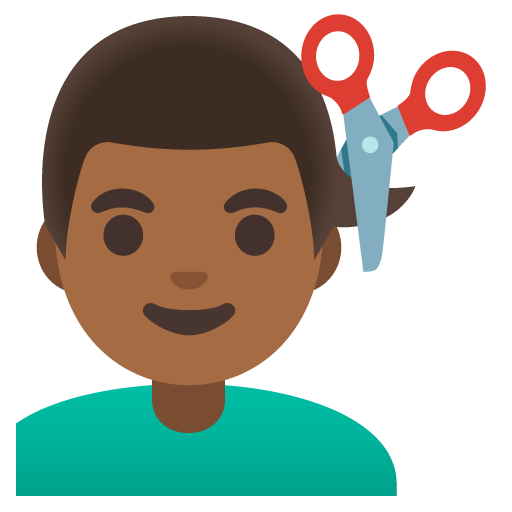 Man Getting Haircut: Medium-Dark Skin Tone, the design in this release