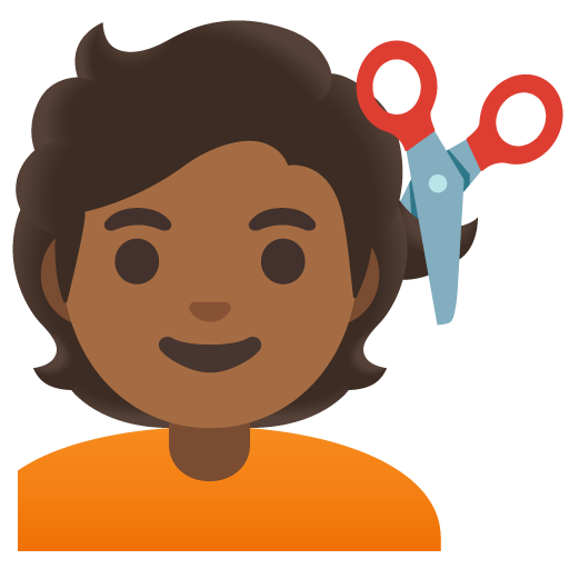 Person Getting Haircut: Medium-Dark Skin Tone, the design in this release