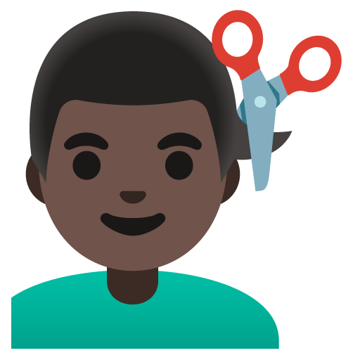 Man Getting Haircut: Dark Skin Tone, the design in this release