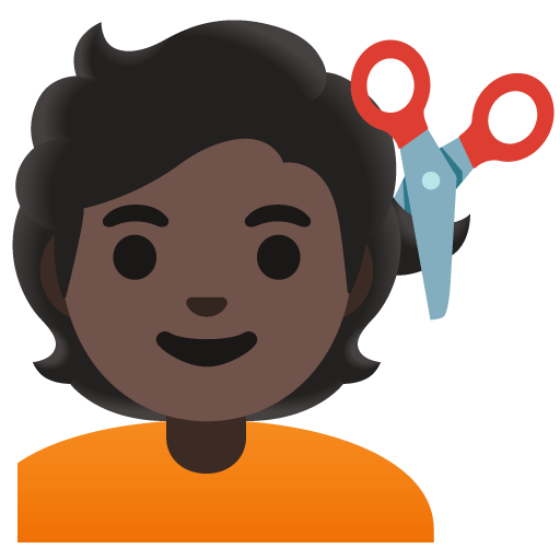 Person Getting Haircut: Dark Skin Tone, the design in this release
