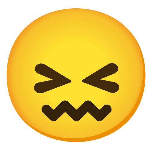Confounded Face as drawn by Google in Android 12.0