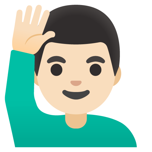 Man Raising Hand: Light Skin Tone, the previous design